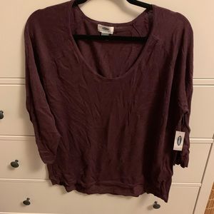 Old Navy 3/4 Sleeve Plum Colored T-Shirt Sz L